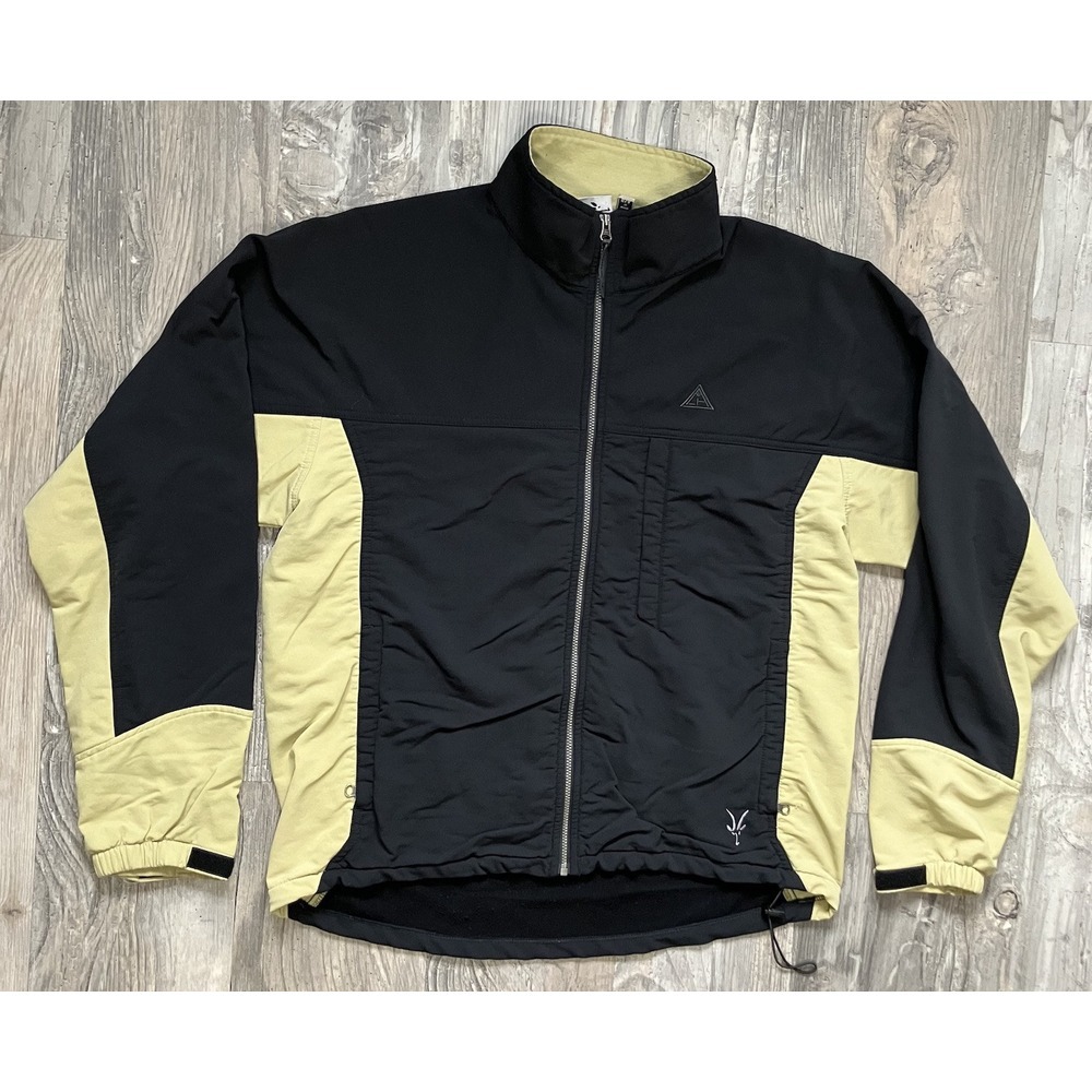 Ibex Wool Blend Mens L Skifans Schoeller Hybrid Stretch Jacket Black Gold USA